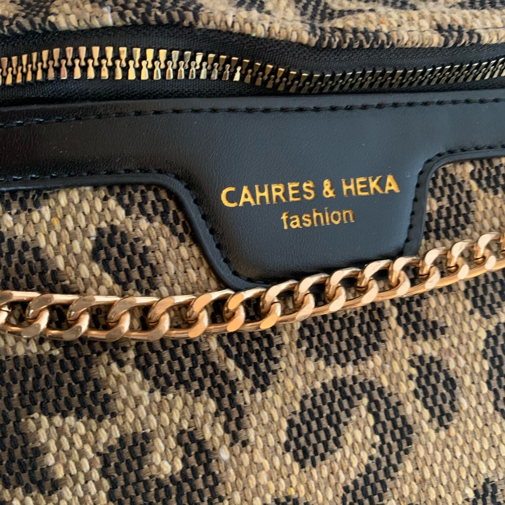 Charles and Heka fashion Leopard Print Crossbody Belt Bag in Brown - Picture 2 of 5